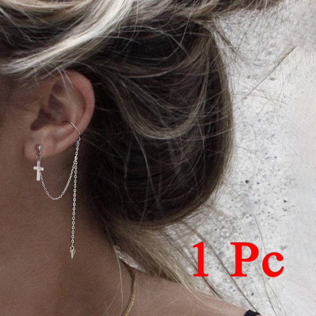 1PC New Fashion Gold Color Moon Star Clip Earrings Ear Cuff